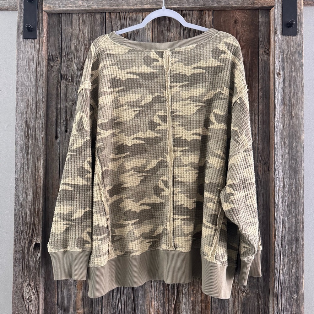 American Eagle Waffle Knit Crewneck – XL Oversized Fit “Seriously Lived-In” - Picture 6 of 8